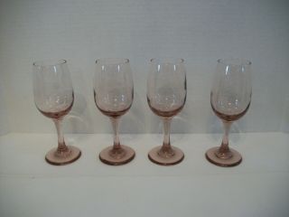 Vintage Libbey Rose Colored Wine Glasses/ Stemware - Set Of 4