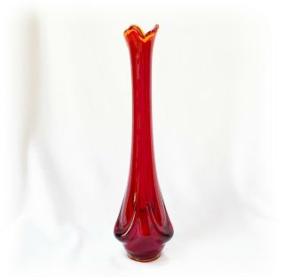 Vintage Viking Ruby Amberina Epic Drape Stretch Swung Glass Vase Art Glass 13.  5 "