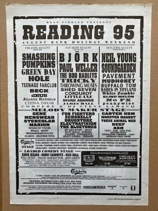Reading Festival 1995 Smashing Pumpkins/bjork/soundgarden Poster Sized