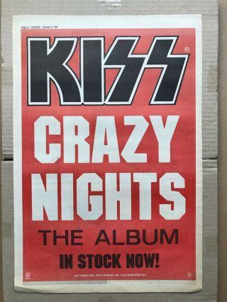 Kiss Crazy Nights Poster Sized Music Press Advert From 1987 - Printed On
