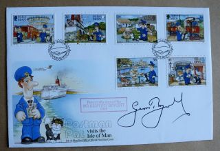 Postman Pat Isle Of Man 1994 Fdc Signed By England Cricketer Geoffrey Boycott