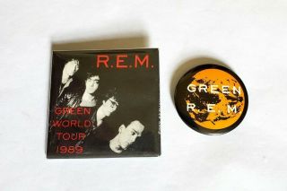 Vintage 1989 Rem Green World Tour Promo Pin Set - Michael Stipe Concert Button