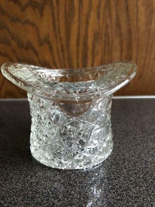 Vintage Fenton Depression Glass Clear Daisy Button Top Hat Toothpick Holder