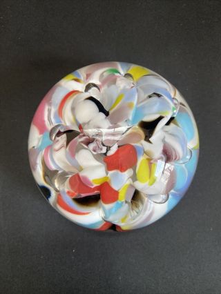 Signed Stamped Joe St Clair Multi - Colored Confetti Paperweight 1984