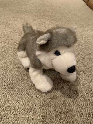 Build A Bear Blue Eyed Siberian Husky Dog 16 " Gray Plush Babw Barking Sound Toy