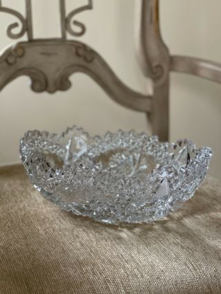 Vintage Gorgeous Hand Cut Clear 24 Lead Crystal Bowl