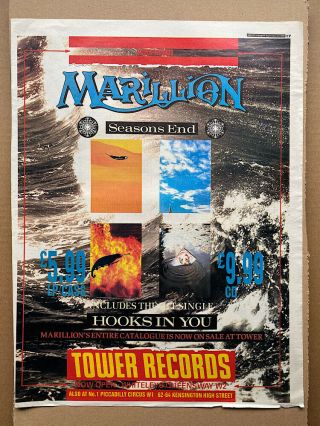 Marillion Seasons End Poster Sized Music Press Advert From 1989 - Print