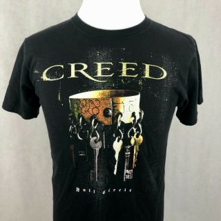 Creed Full Circle T - Shirt Medium Black Gold Keys Double Sided Graphic Tee 2009