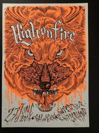 High On Fire S/n Concert Poster Switzerland.  Metallica Soundgarden Metal Malleus