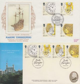 Gb 1993 Marine Timekeepers,  Set Of 2 Fdcs Inc.  Covercraft Official
