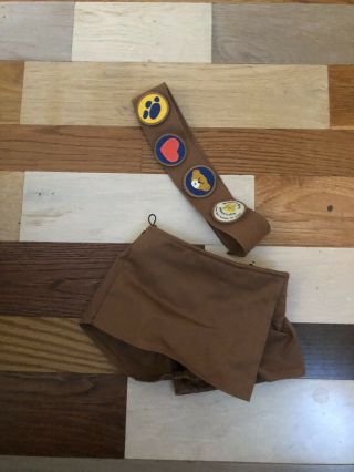 BUILD - A - BEAR Girl Scout BROWNIE SKORT SASH 5 PATCHES UNIFORM Clothes Outfit 2