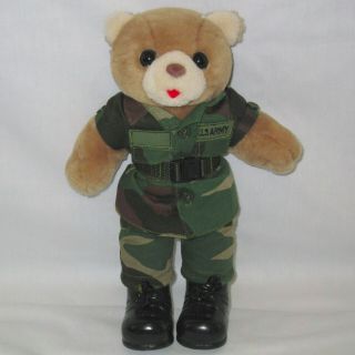 Vintage 1989 Bear Forces Of America 11 " Tan Us Army Female Teddy Bear Plush Camo