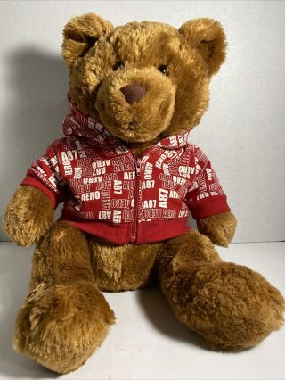 Aeropostale Teddy Bear Plush Red Hoodie Toy Stuffed Animal 17 "
