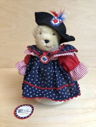 Muffy Vanderbear Yankee Doodle With Stand Patriotic Red,  White & Blue