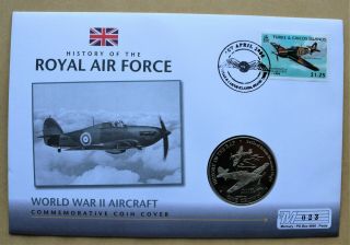 History Of Raf World War 2 Aircraft Cover,  2007 Gibraltar Hawker Hurricane Coin