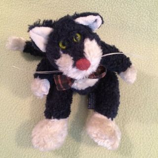 Boyds J B Bean Series Walter Plush Kitty Black Beige Tuxedo Cat