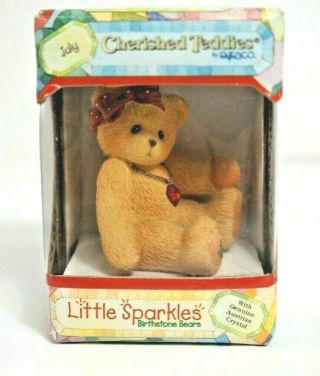 Cherished Teddies - Little Sparkles - Birthstone Bears - July - Mini Figurine W/box Euc