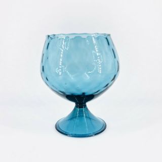 Vintage Mcm Empoli Art Glass Brandy Snifter Optic Blue 6.  75 " Italy