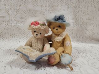 1999 Cherished Teddies Tess And Friend Feather Hat Bears 661953
