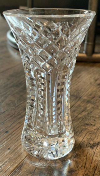 Vintage Small Cut Clear Lead Crystal Glass Bud Vase 4.  5 " Tall