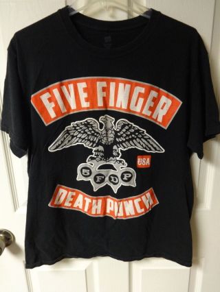 Vintage Five Finger Death Punch Metal Band Shirt Cotton T - Shirt Mens Large 5fdp