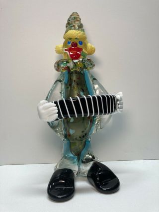 Vintage Murano Glass Clown With Accordion
