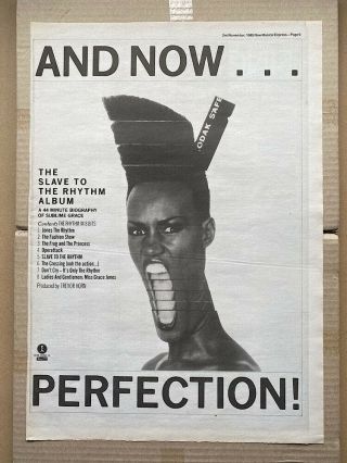 Grace Jones Slave To The Rhythm Poster Sized Music Press Advert From 19