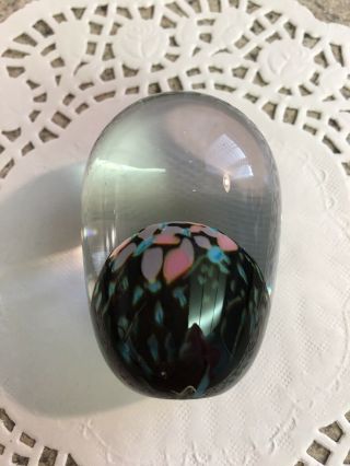 Rebecca Stewart Little World Art Studio Glass Egg Paperweight 2 1/2 " Signed