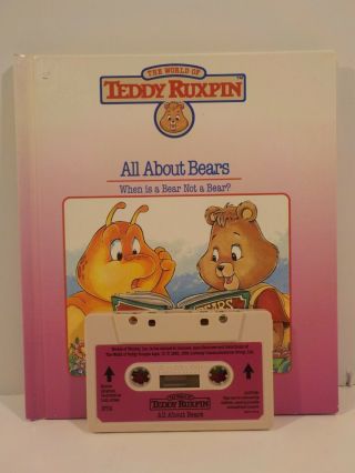 N Vintage Worlds Of Wonder Teddy Ruxpin All About Bears Book & Cassette