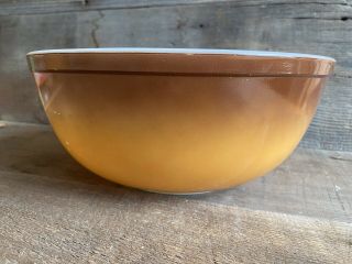1 Vintage Pyrex Old Orchard Nesting Mixing Bowl Brown 10 1/4” Wide