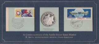 Apollo / Soyuz 1975 Commemorative Presentation With Silver Medal Approx 1oz