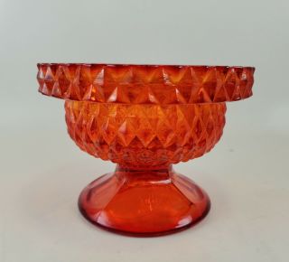 Viking Red Orange Amberina Diamond Point Glass Fairy Lamp Bottom Only