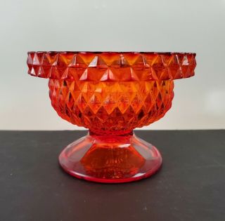 VIKING Red Orange Amberina Diamond Point Glass Fairy Lamp BOTTOM Only 2