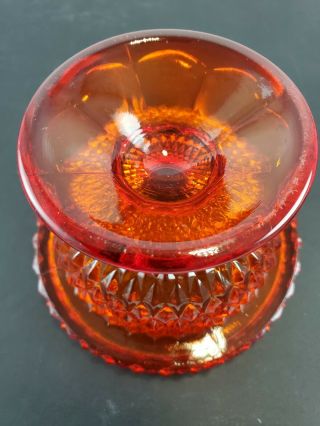 VIKING Red Orange Amberina Diamond Point Glass Fairy Lamp BOTTOM Only 3