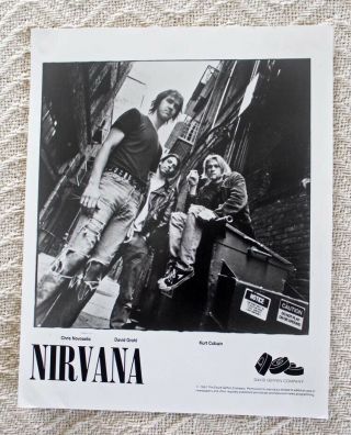 Orig.  1991 Nirvana (kurt Cobain,  David Grohl,  Chris Novoselic) B&w Promo Photo B
