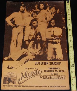 Jefferson Starship Grace Slick Ny Post Concert Poster Jan 11 1979 Paul Kantner