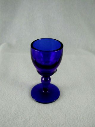 Martinsville Moondrops Cobalt Blue 3 " Cordial Footed 3/4 Oz.  Glass
