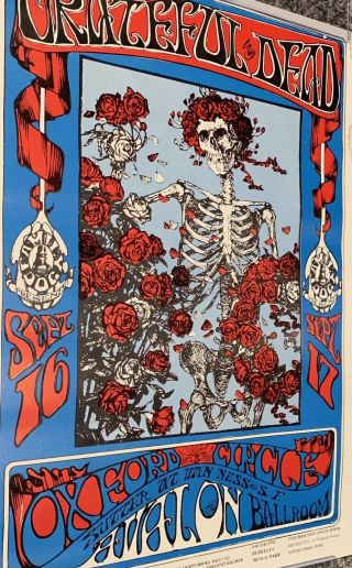 1966 FD - 26 - PP - 10 Grateful Dead Skeleton & Roses Poster Mouse Kelley 90’s Reprint 3