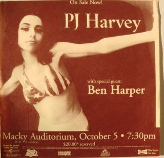Pj Harvey / Ben Harper 1996 Denver Concert Tour Poster