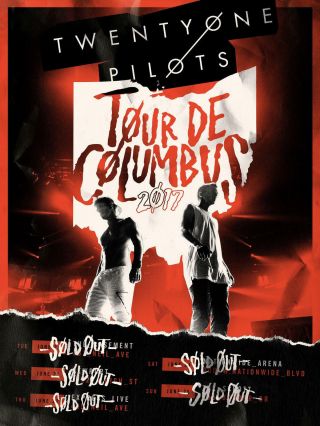 Twenty One Pilots " Tour De Columbus 2017 " Ohio Concert Poster - Electropop Music