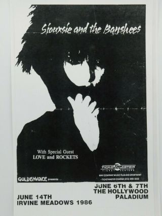 Siouxsie And The Banshees Love And Rockets Hollywood 1984 Vintage Concert Poster