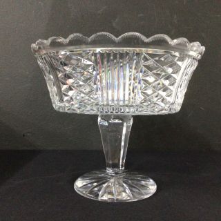 Vintage Cut Glass Crystal Clear Glass Bowl On Stand 17 X 20 X 20 Cm 404