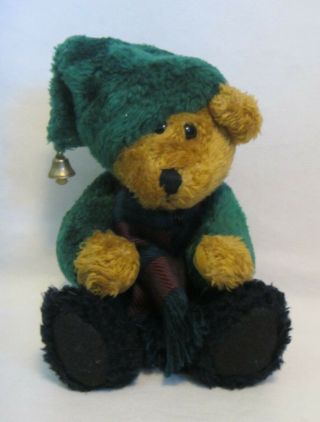 Boyds Bears J.  B.  Beans Series Emmett Plush Teddy Bear Green Hat Bell Plaid Scarf