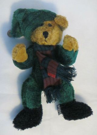 Boyds Bears J.  B.  Beans Series Emmett Plush Teddy Bear Green Hat Bell Plaid Scarf 2