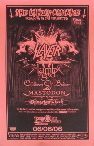 Slayer / Lamb Of God / Children Of Bodom / Mastodon 2006 San Diego Tour Poster