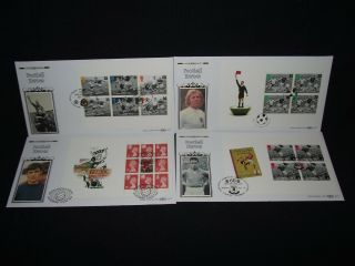 Gb First Day Covers 1996 Football Heroes Prestige Booklet Set Of 4.  Cat £50 -