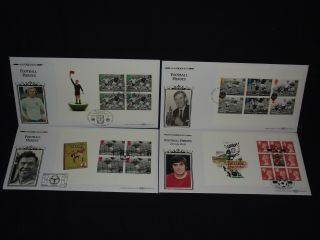 Gb First Day Covers 1996 Football Heroes Set Of 4 Prestige Booklet Panes.