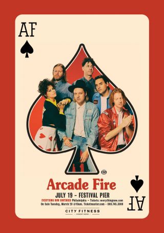 Arcade Fire " Everything Now Continued " 2018 Philadelphia Concert Tour Poster