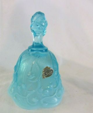 Vintage Fenton Blue Opalescent Lily Of The Valley Bell With Fenton Sticker