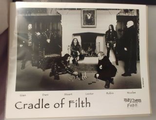 Vintage Cradle Of Filth B&w 8x10 Promo Picture Goth